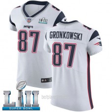 Mens New England Patriots #87 Rob Gronkowski Elite White Super Bowl Vapor Road Jersey Bestplayer